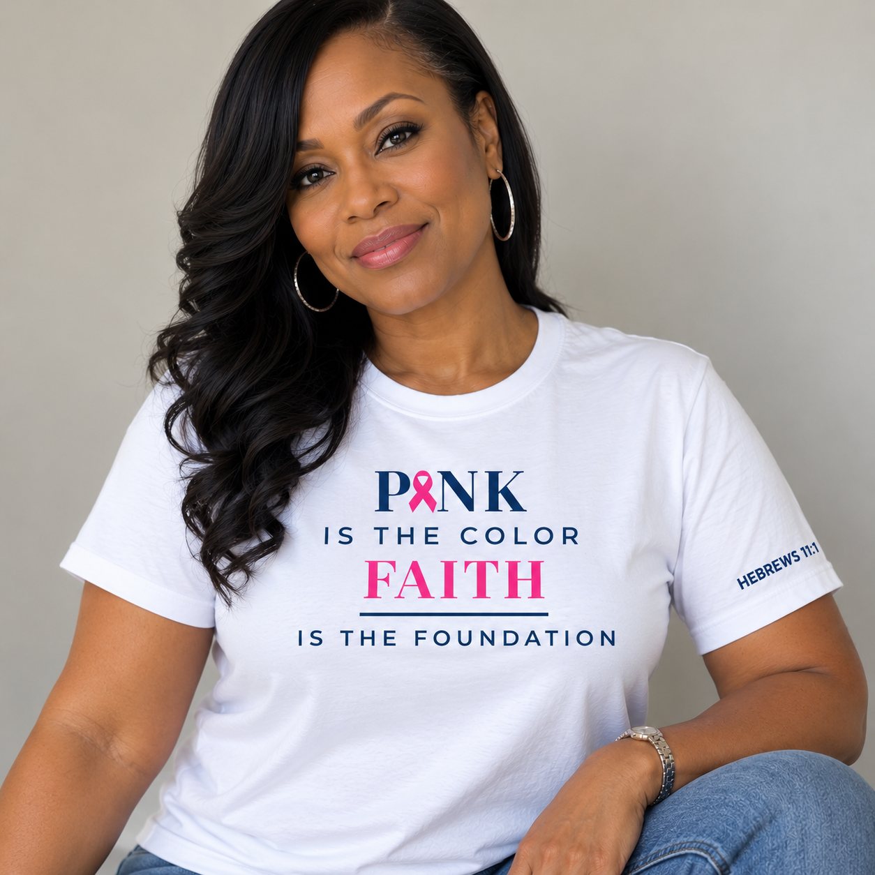 Pink Is The Color, Faith Is The Foundation — Crewneck Tee