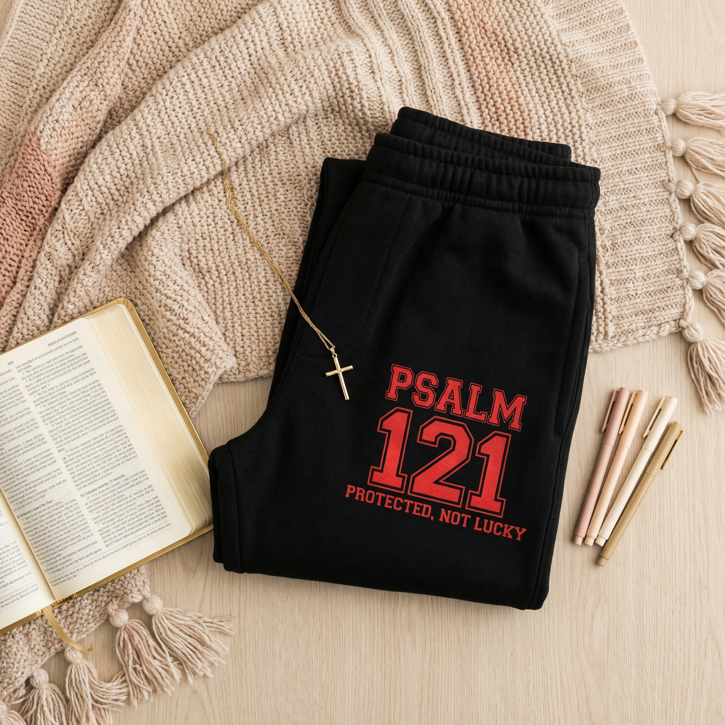 Protected, Not Lucky – Psalm 121 Varsity Sweatpants