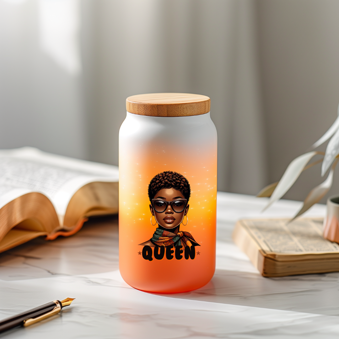 "Queen of Faith Glass Tumbler"